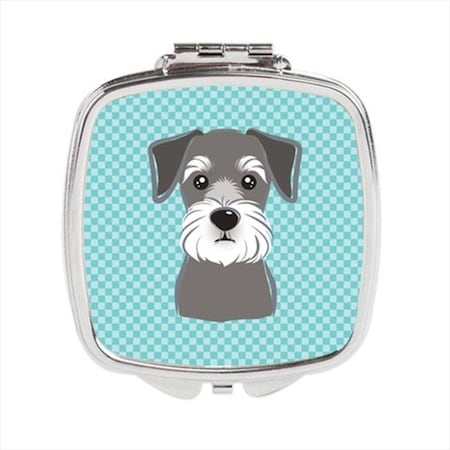 Carolines Treasures Carolines Treasures BB1136SCM Blue Checkered Schnauzer Compact Mirror BB1136SCM